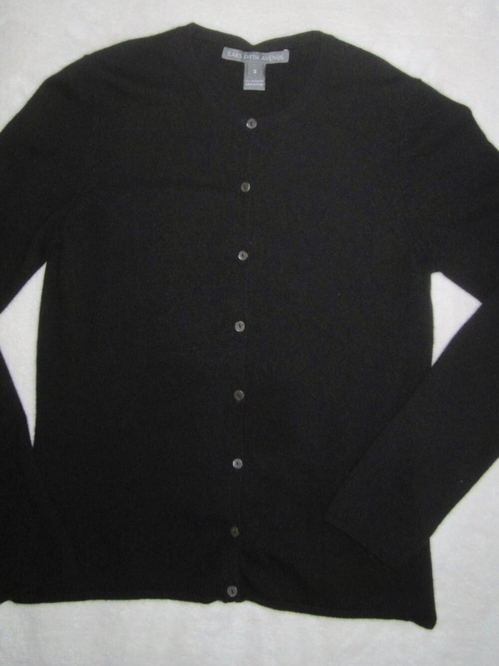Vintage SAKS FIFTH AVENUE 100% Cashmere Crewneck Cardigan Sweater Women's Small